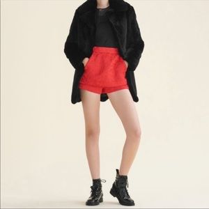 Maje Red Shimmer Skorts